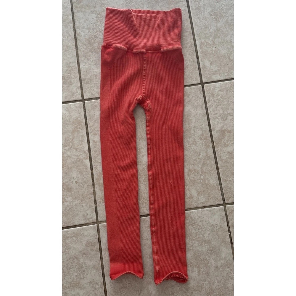 Free People Movement Orange Ribbed Leggings Women's Size XSmall/small